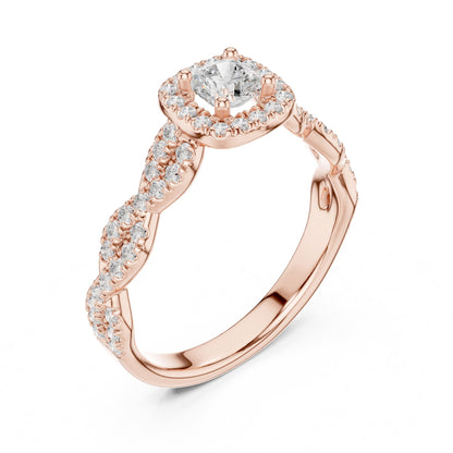 Cushion Halo Lab Grown Diamond Engagement Ring