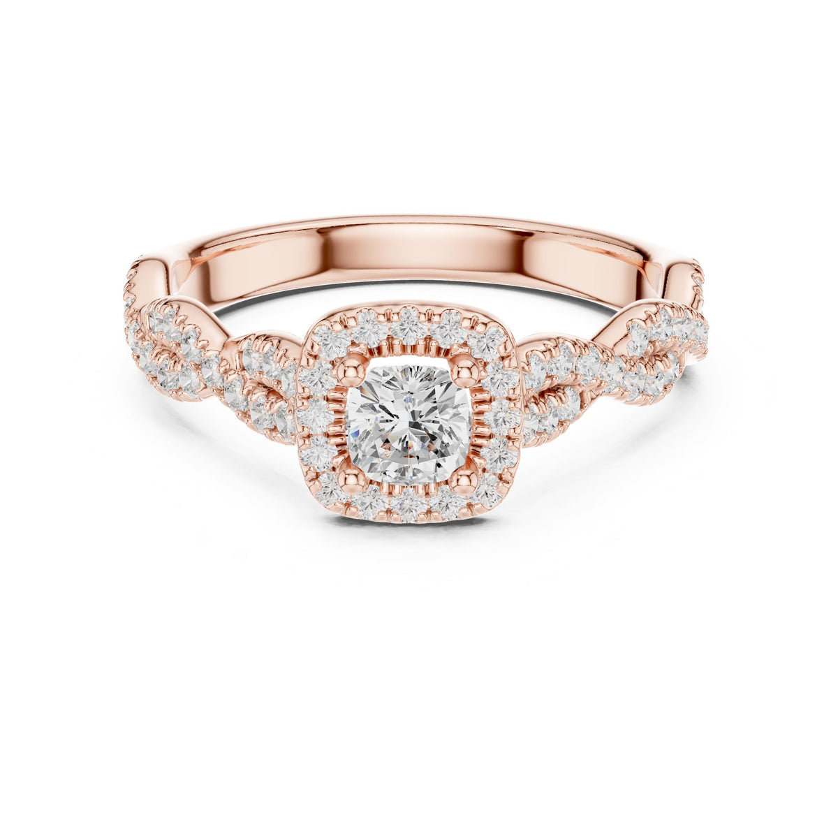 Cushion Halo Lab Grown Diamond Engagement Ring
