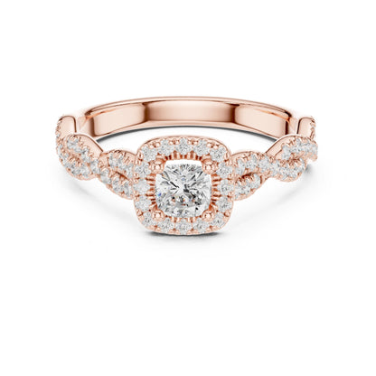 Cushion Halo Lab Grown Diamond Engagement Ring