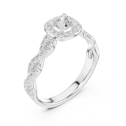 Cushion Halo Lab Grown Diamond Engagement Ring