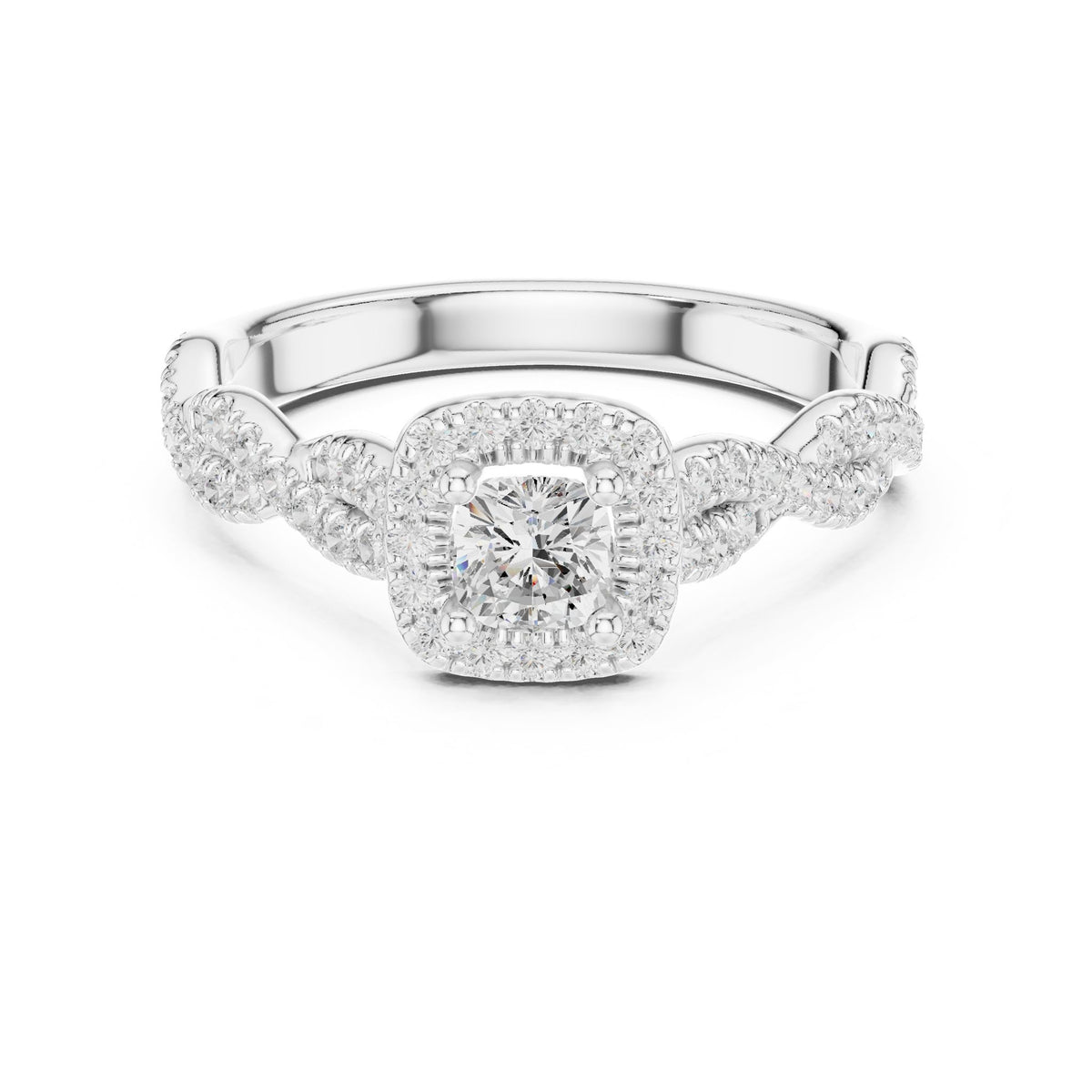 Cushion Halo Lab Grown Diamond Engagement Ring