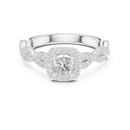 Cushion Halo Lab Grown Diamond Engagement Ring