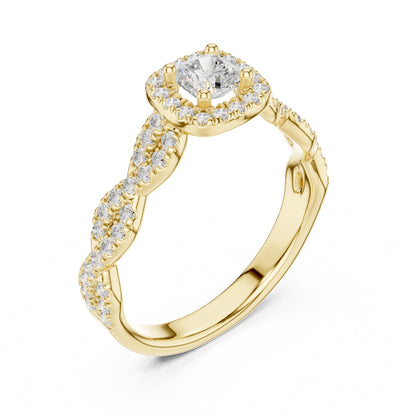 Cushion Halo Lab Grown Diamond Engagement Ring