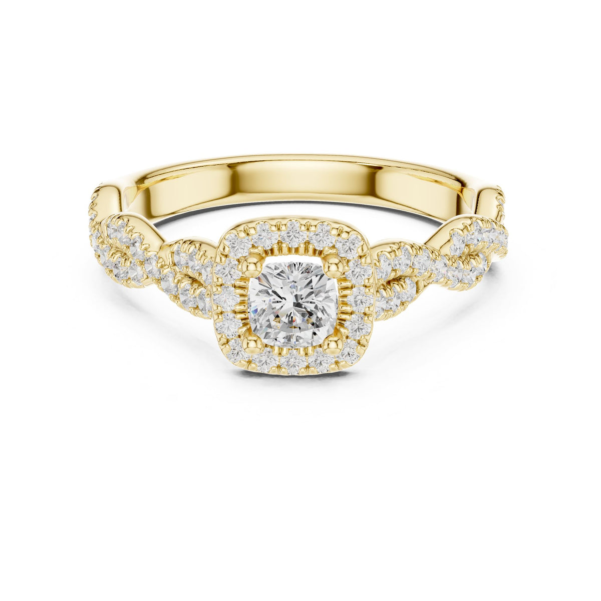 Cushion Halo Lab Grown Diamond Engagement Ring
