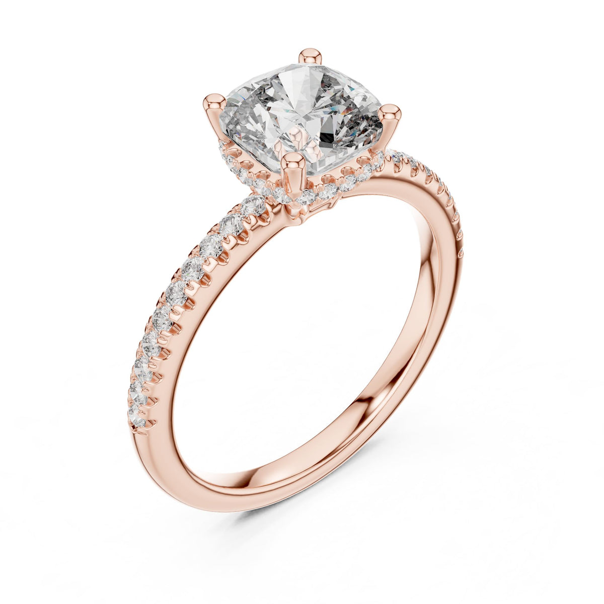 Cushion Halo Lab Grown Diamond Engagement Ring
