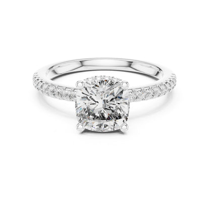 Cushion Halo Lab Grown Diamond Engagement Ring