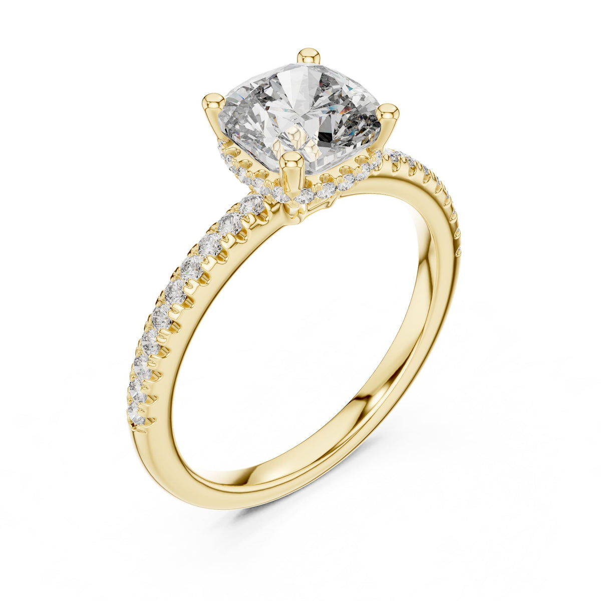 Cushion Halo Lab Grown Diamond Engagement Ring