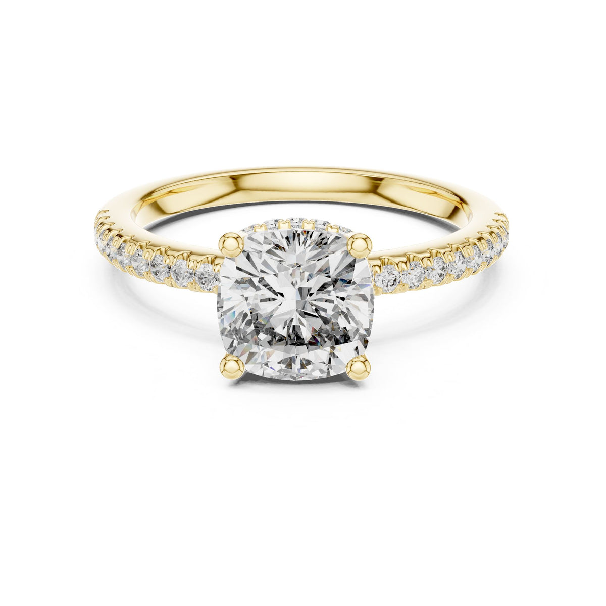 Cushion Halo Lab Grown Diamond Engagement Ring