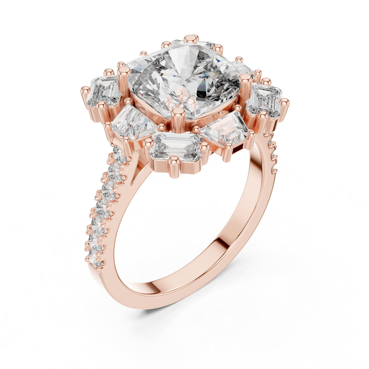 Cushion Halo Lab Grown Diamond Engagement Ring
