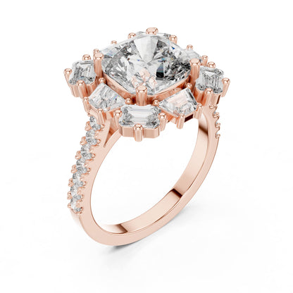Cushion Halo Lab Grown Diamond Engagement Ring