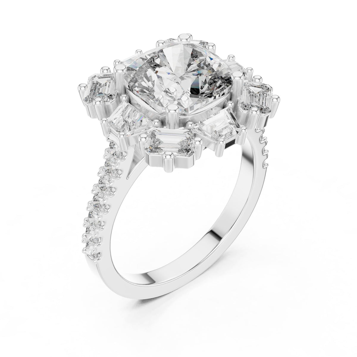 Cushion Halo Lab Grown Diamond Engagement Ring