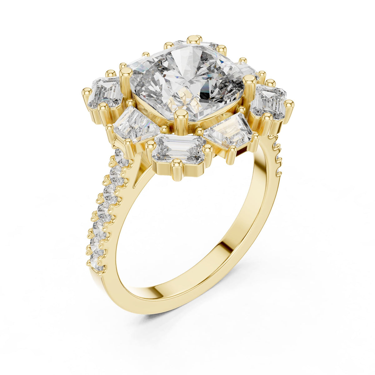 Cushion Halo Lab Grown Diamond Engagement Ring