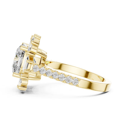 Cushion Halo Lab Grown Diamond Engagement Ring