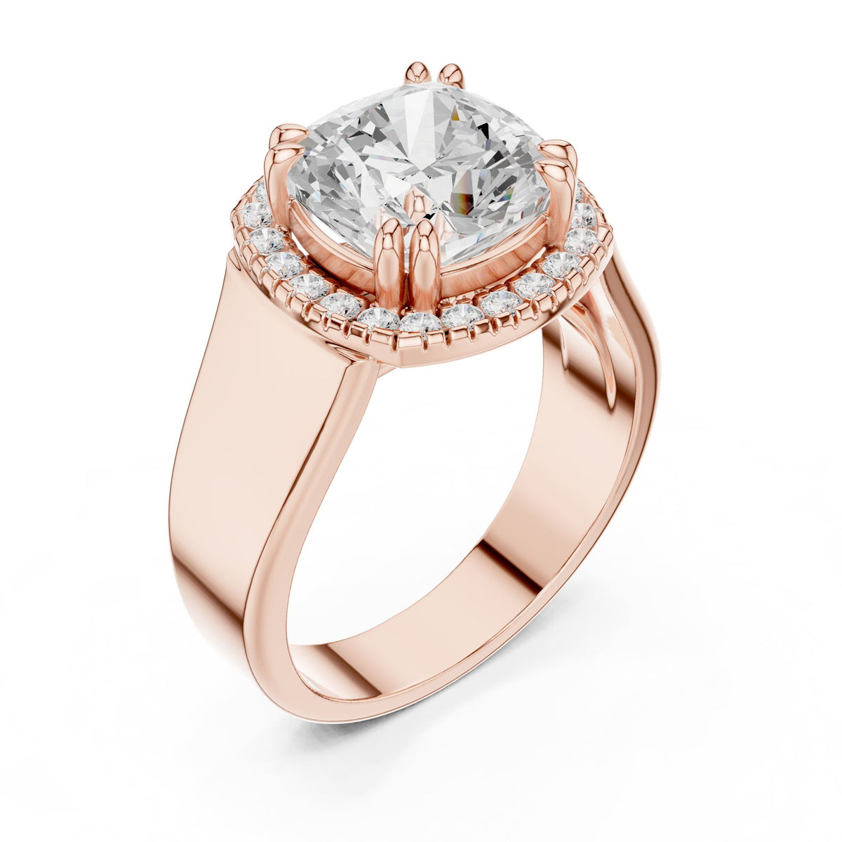 Cushion Halo Lab Grown Diamond Engagement Ring
