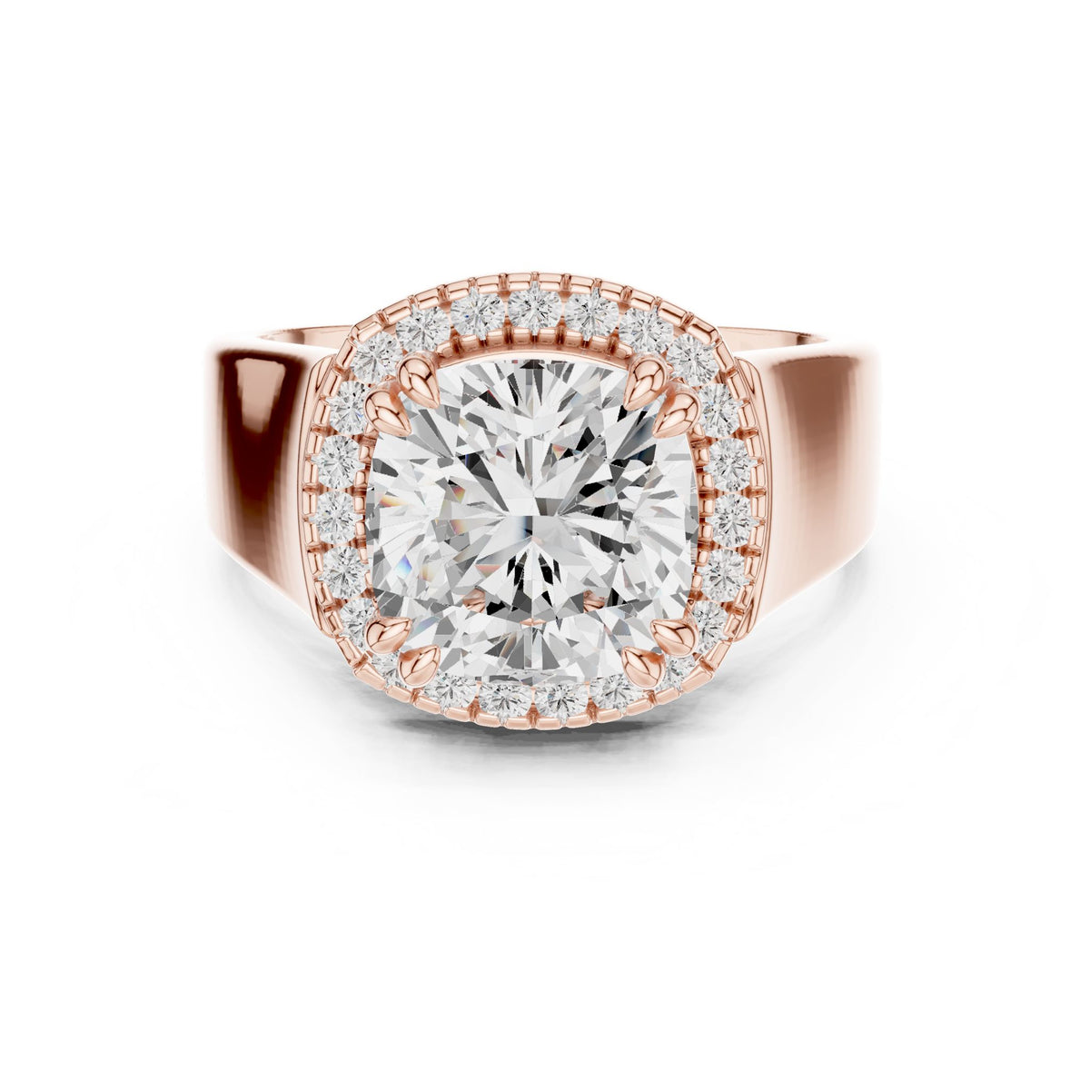 Cushion Halo Lab Grown Diamond Engagement Ring