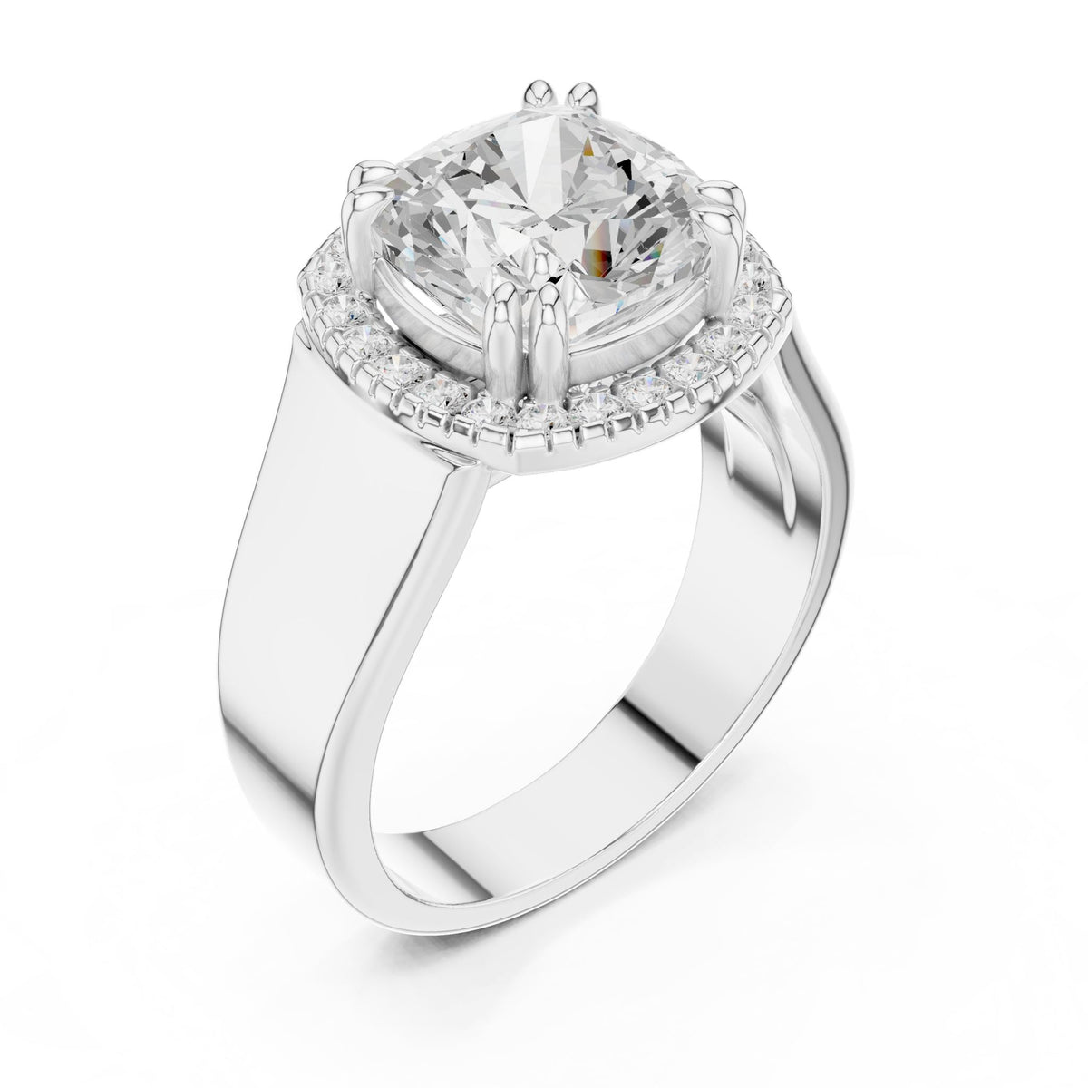 Cushion Halo Lab Grown Diamond Engagement Ring