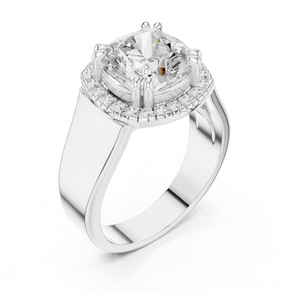 Cushion Halo Lab Grown Diamond Engagement Ring