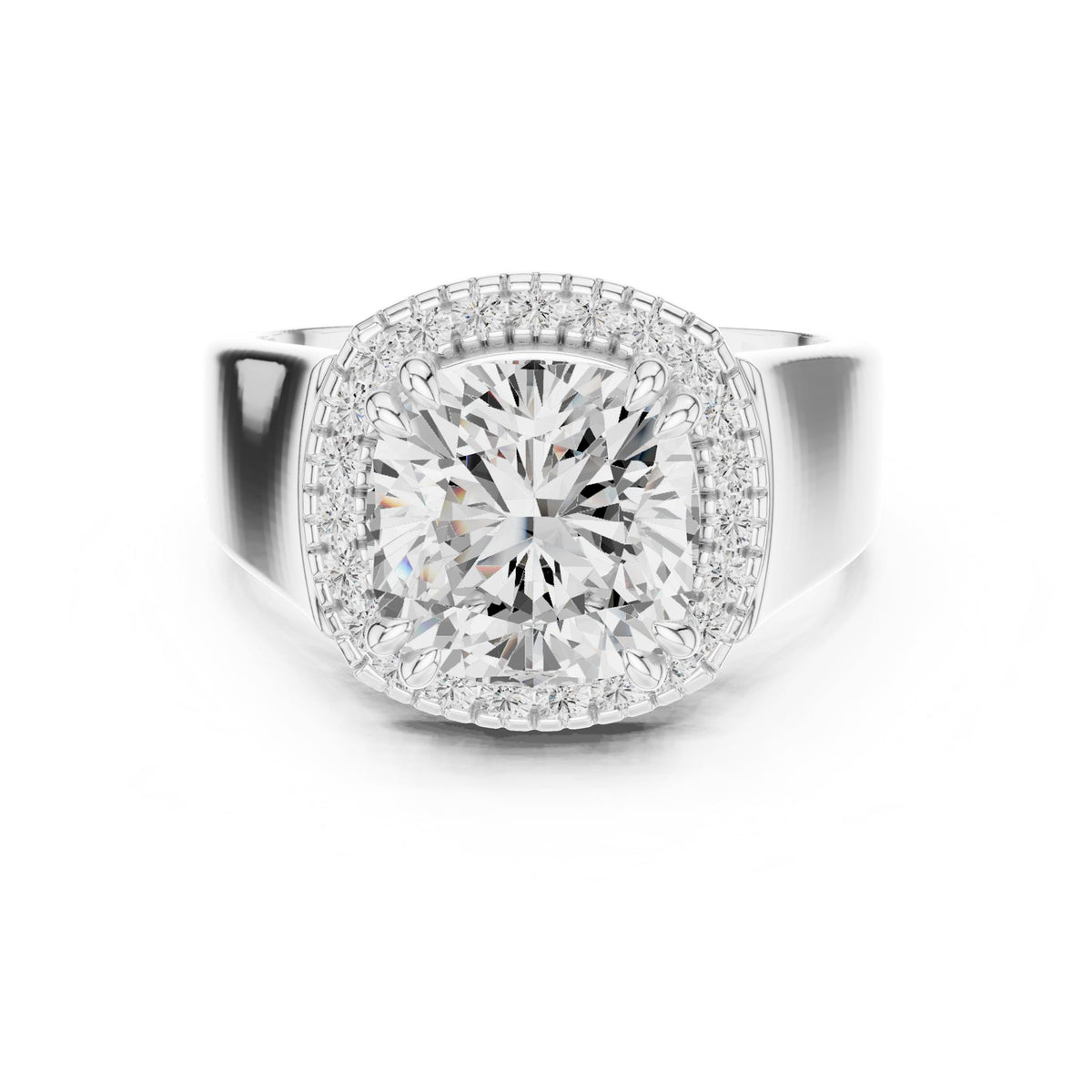 Cushion Halo Lab Grown Diamond Engagement Ring