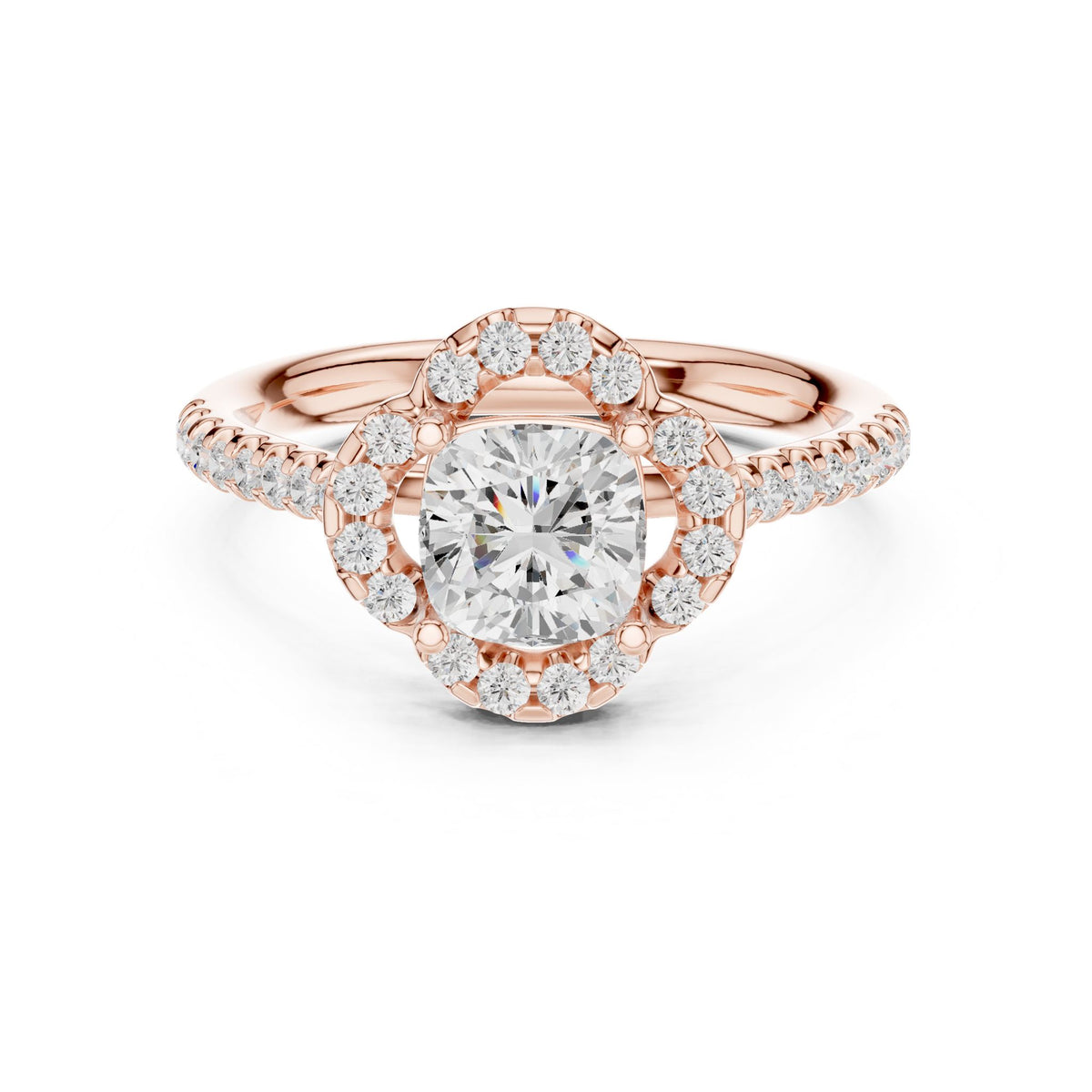 Cushion Halo Lab Grown Diamond Engagement Ring