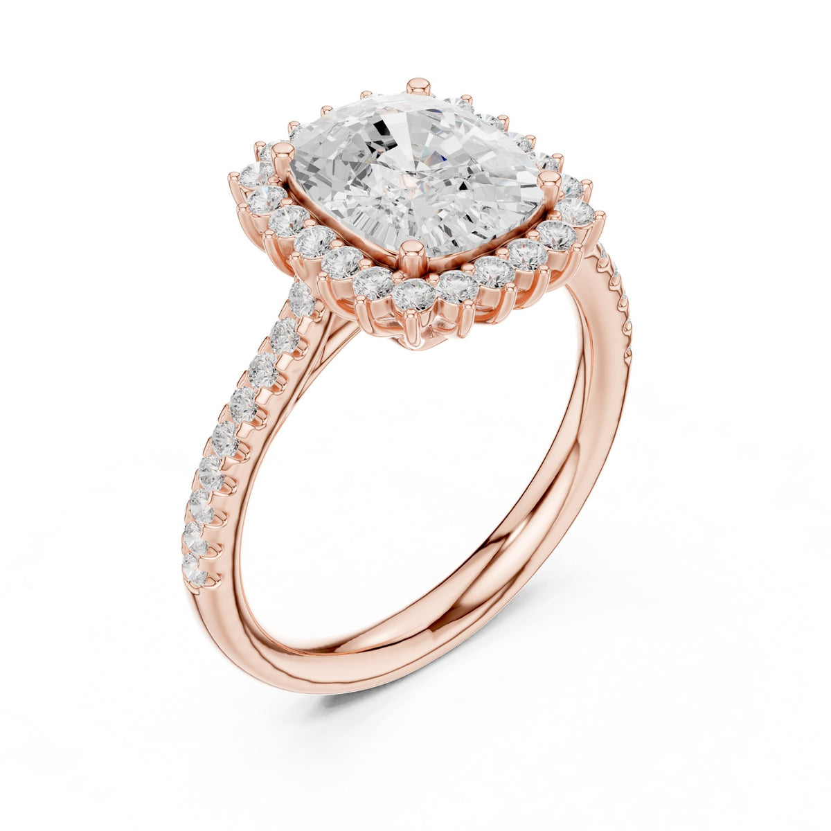 Cushion Halo Lab Grown Diamond Engagement Ring