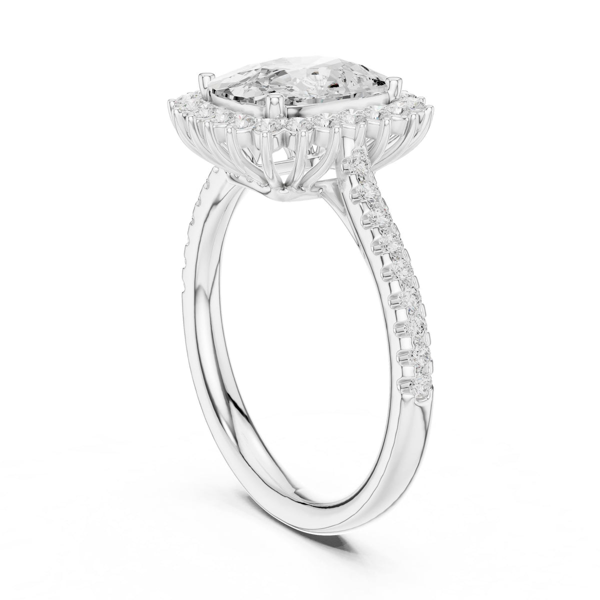 Cushion Halo Lab Grown Diamond Engagement Ring