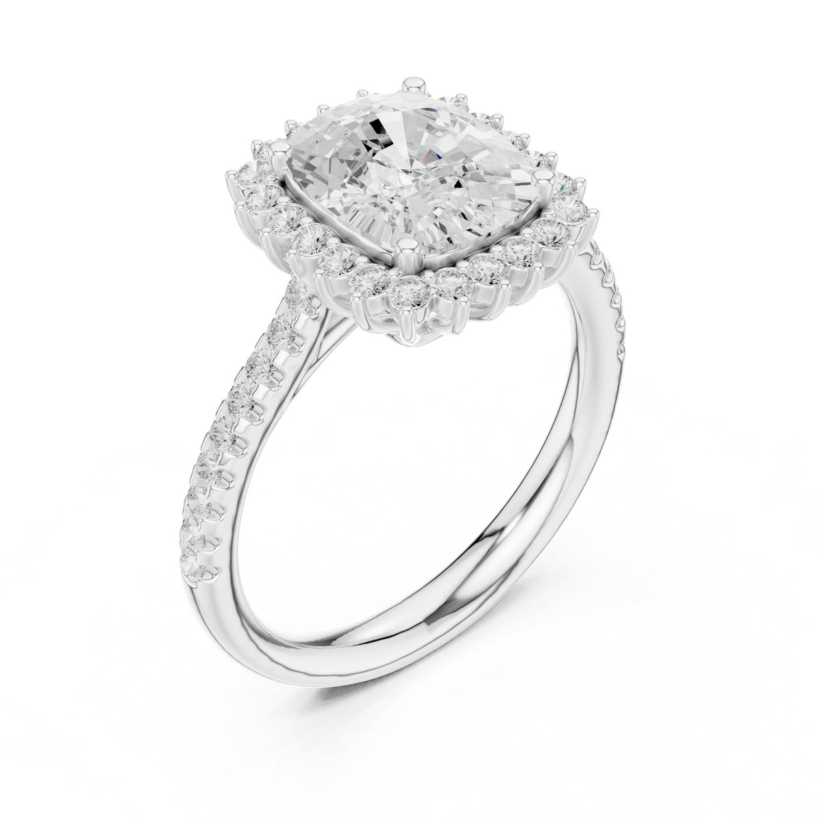 Cushion Halo Lab Grown Diamond Engagement Ring