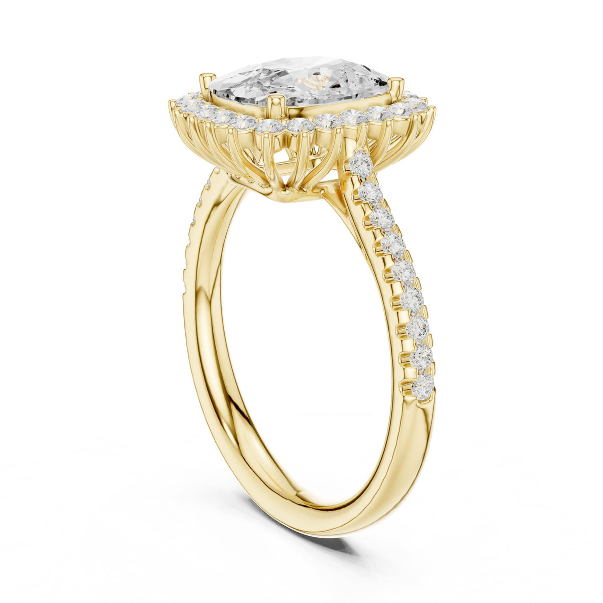 Cushion Halo Lab Grown Diamond Engagement Ring