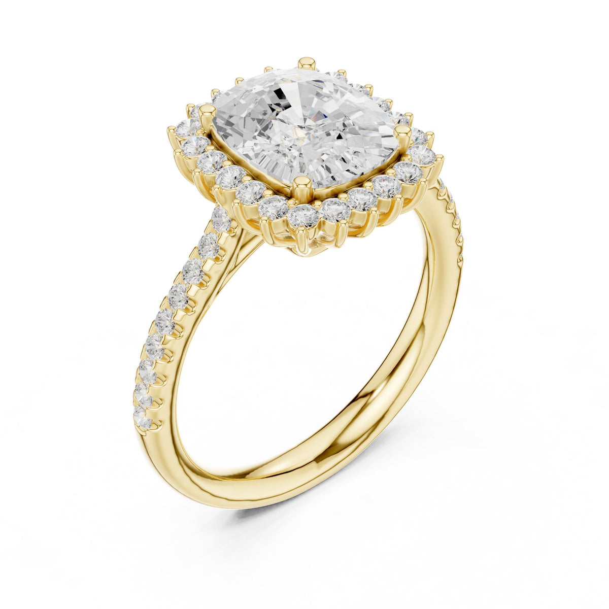 Cushion Halo Lab Grown Diamond Engagement Ring