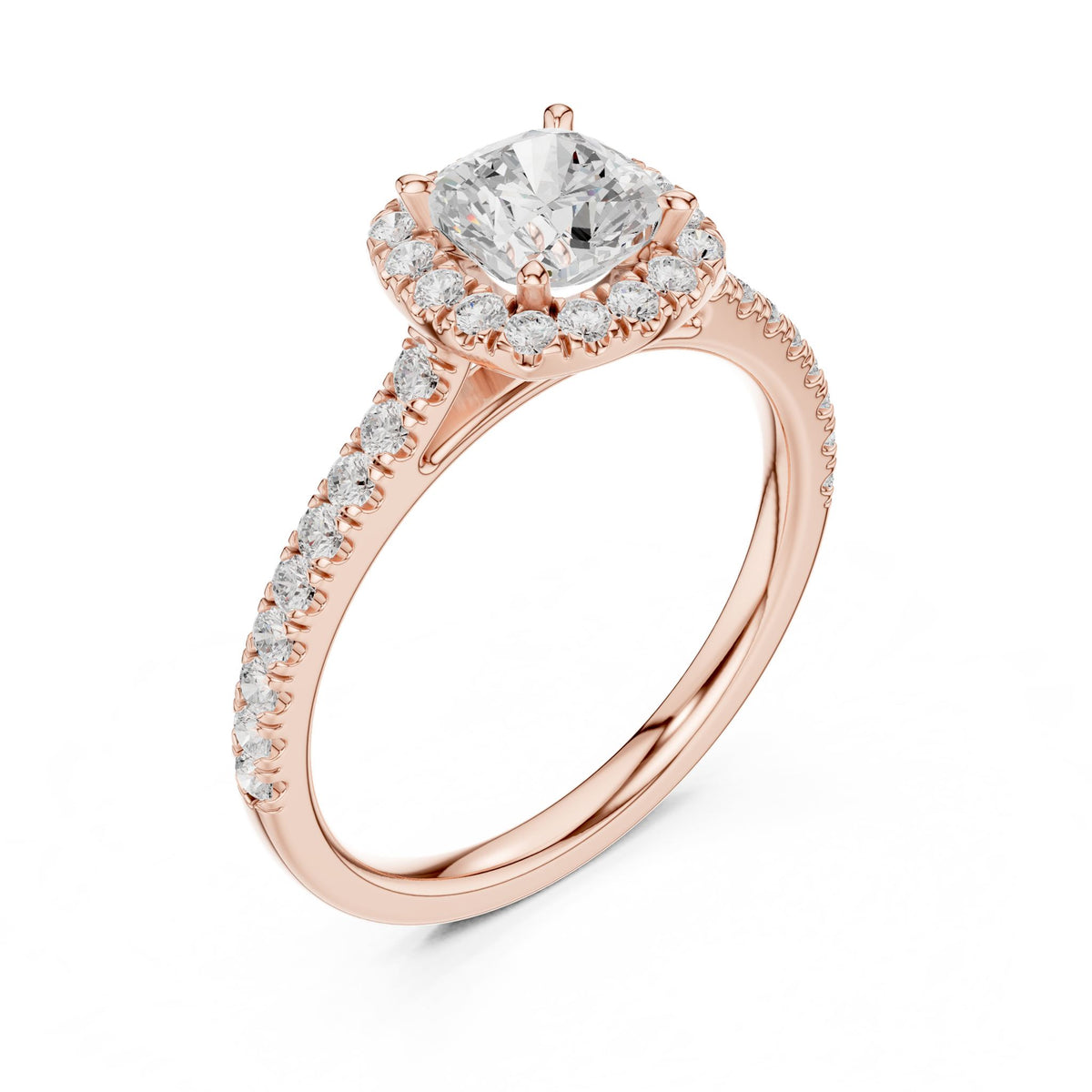 Cushion Halo Lab Grown Diamond Engagement Ring