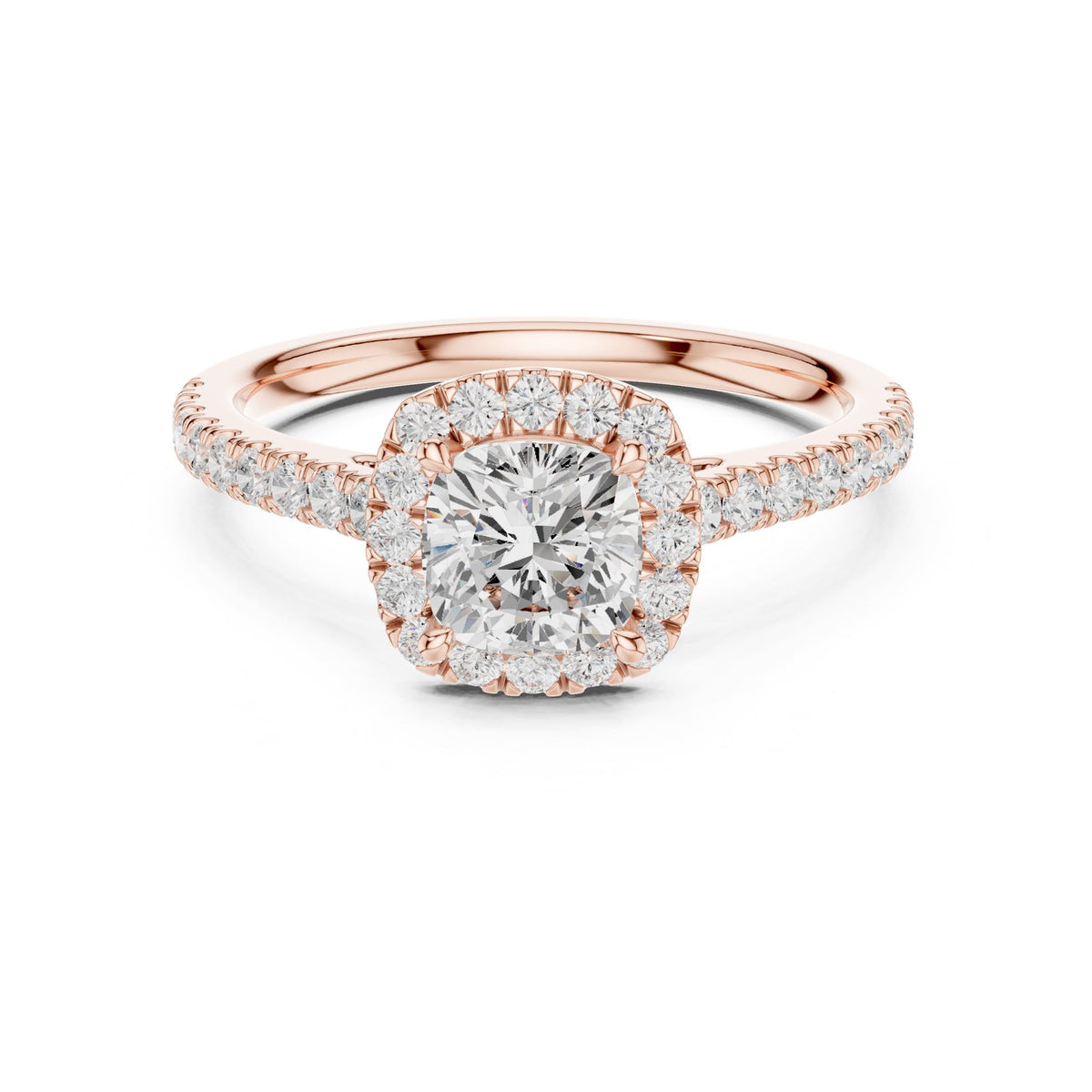 Cushion Halo Lab Grown Diamond Engagement Ring