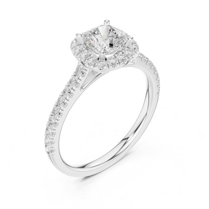 Cushion Halo Lab Grown Diamond Engagement Ring