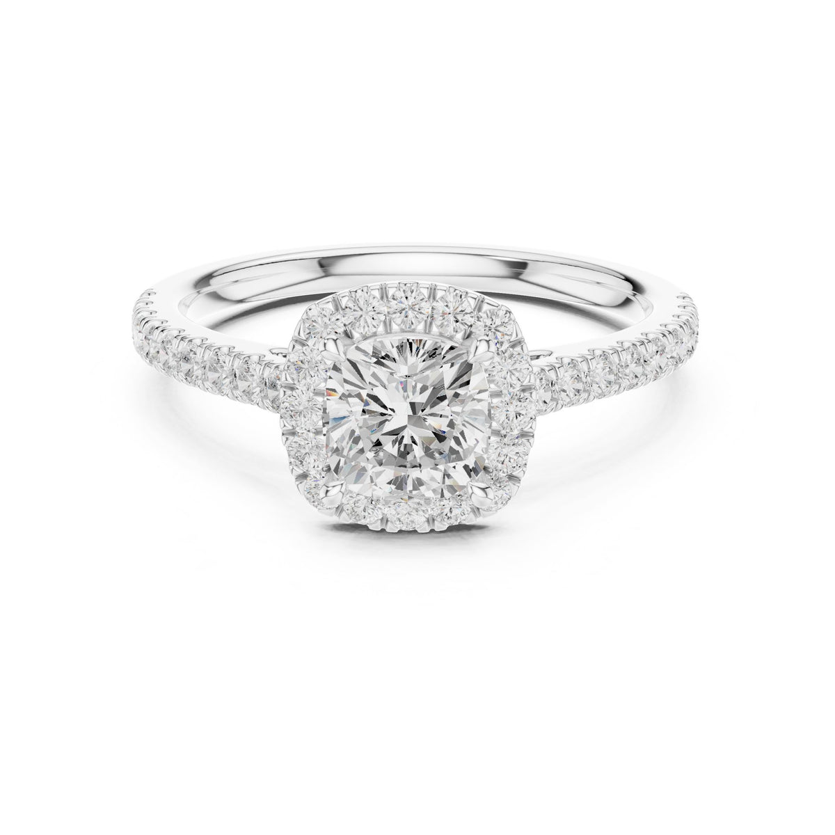 Cushion Halo Lab Grown Diamond Engagement Ring
