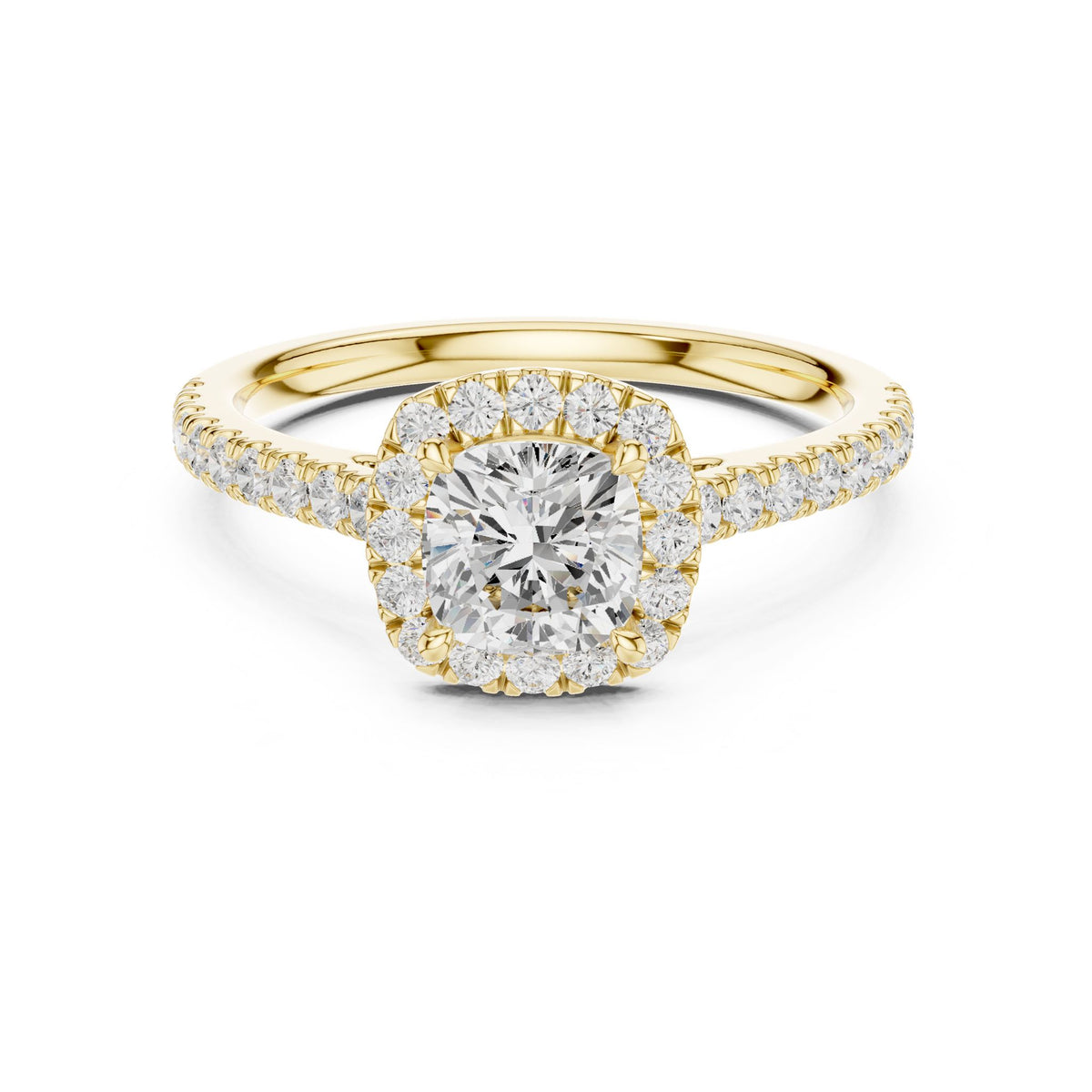 Cushion Halo Lab Grown Diamond Engagement Ring
