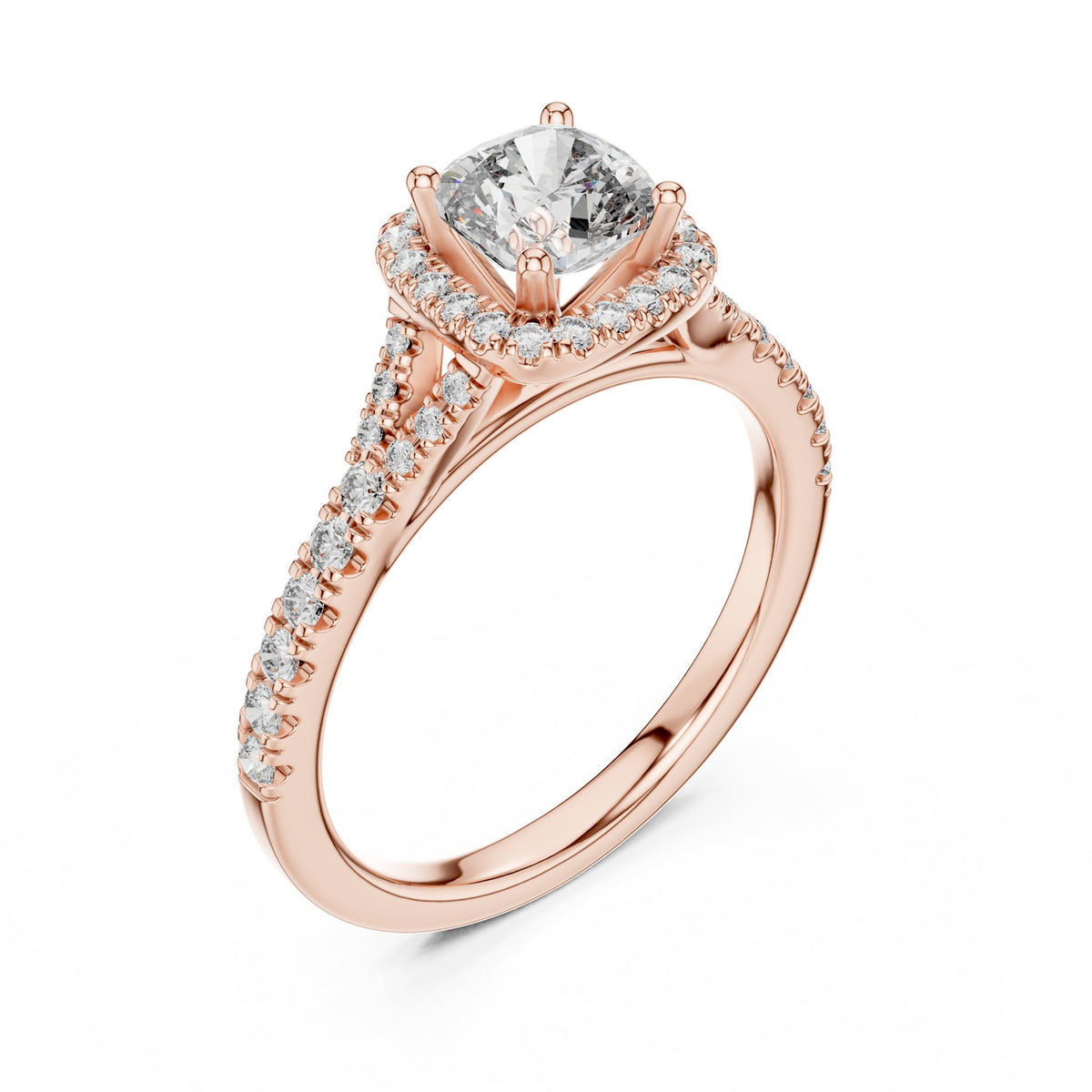 Cushion Halo Lab Grown Diamond Engagement Ring