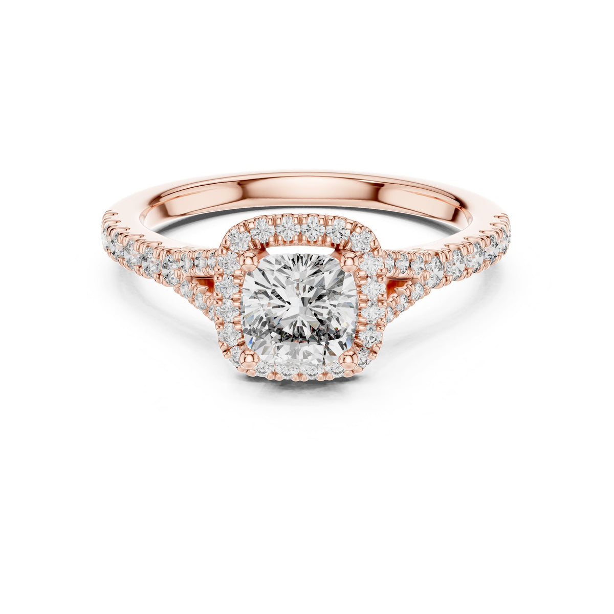 Cushion Halo Lab Grown Diamond Engagement Ring