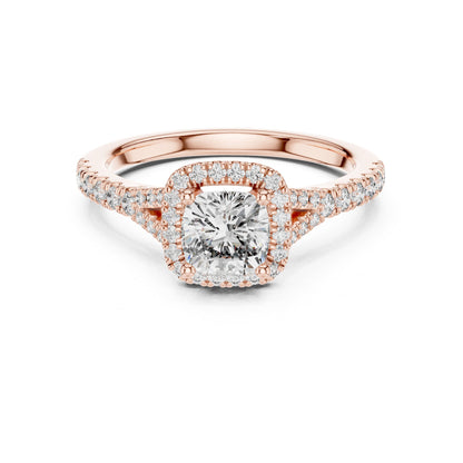 Cushion Halo Lab Grown Diamond Engagement Ring