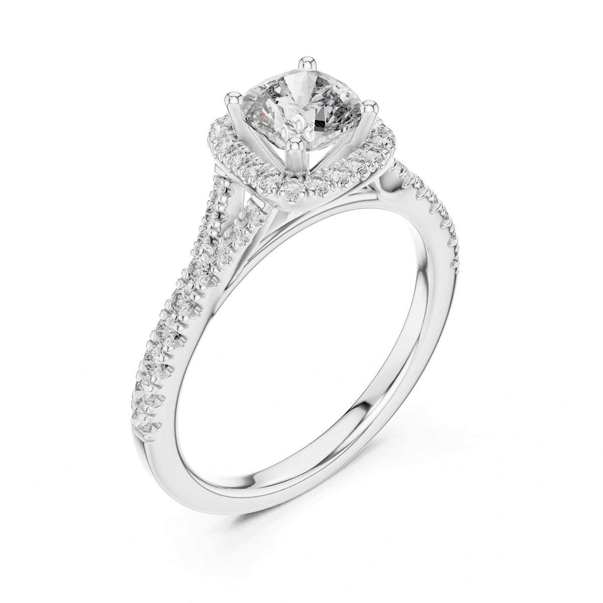 Cushion Halo Lab Grown Diamond Engagement Ring
