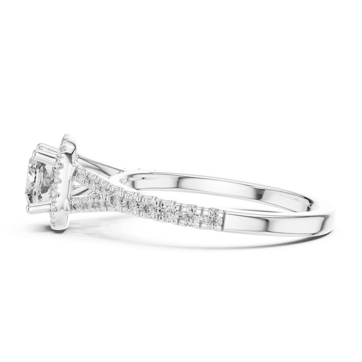Cushion Halo Lab Grown Diamond Engagement Ring