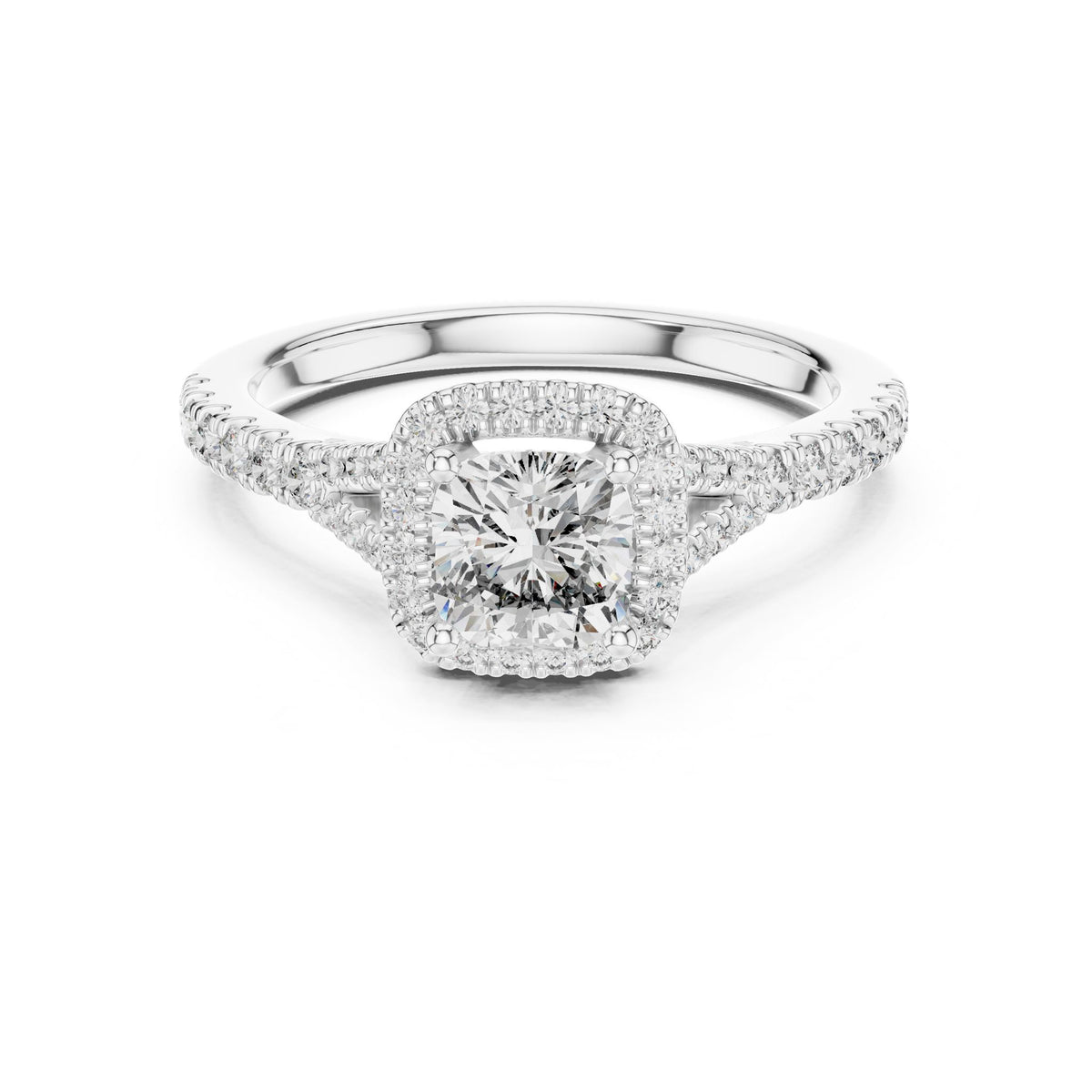 Cushion Halo Lab Grown Diamond Engagement Ring