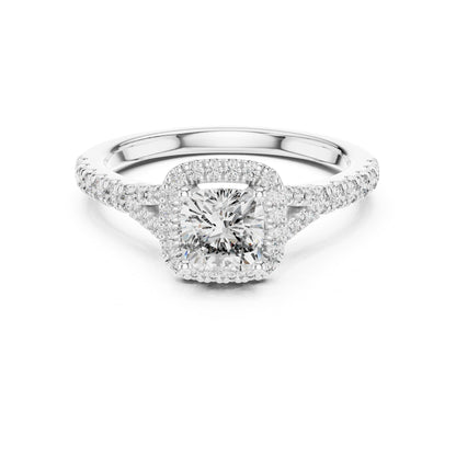 Cushion Halo Lab Grown Diamond Engagement Ring