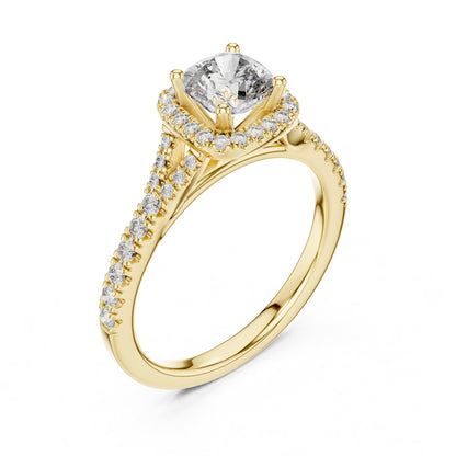 Cushion Halo Lab Grown Diamond Engagement Ring