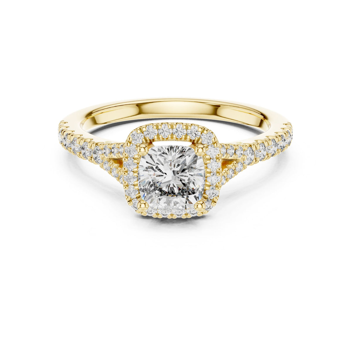 Cushion Halo Lab Grown Diamond Engagement Ring