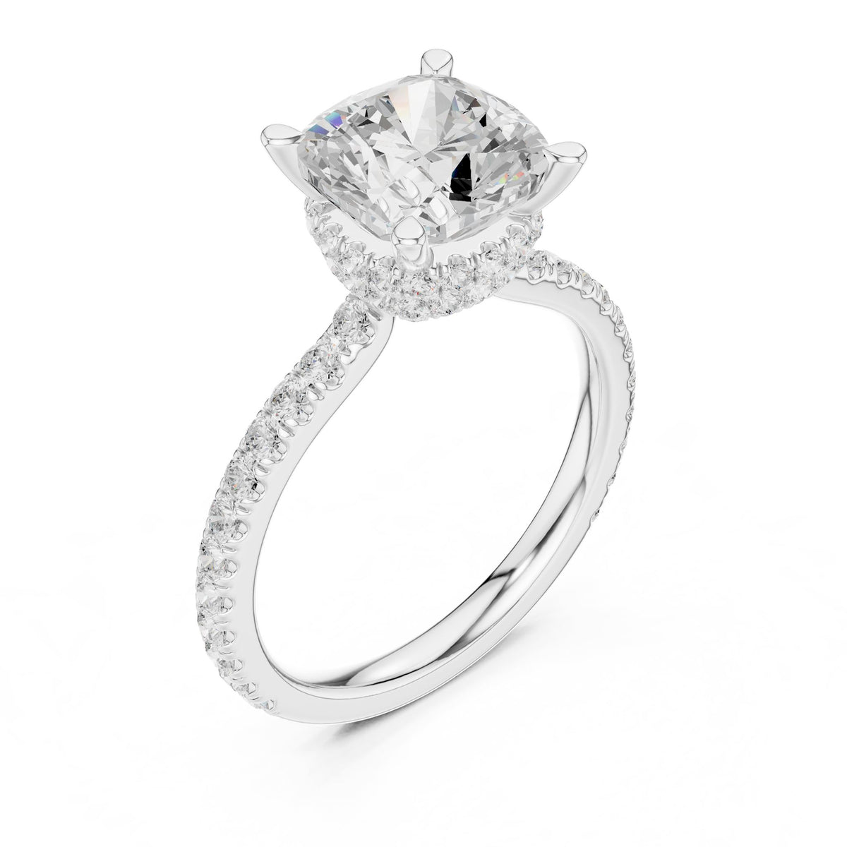 Cushion Halo Lab Grown Diamond Engagement Ring