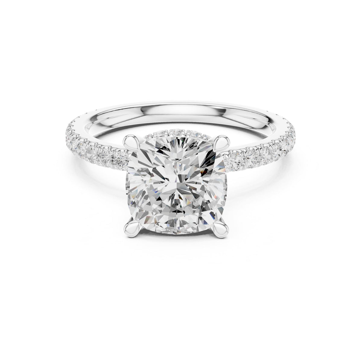Cushion Halo Lab Grown Diamond Engagement Ring