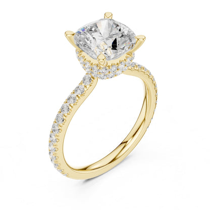 Cushion Halo Lab Grown Diamond Engagement Ring