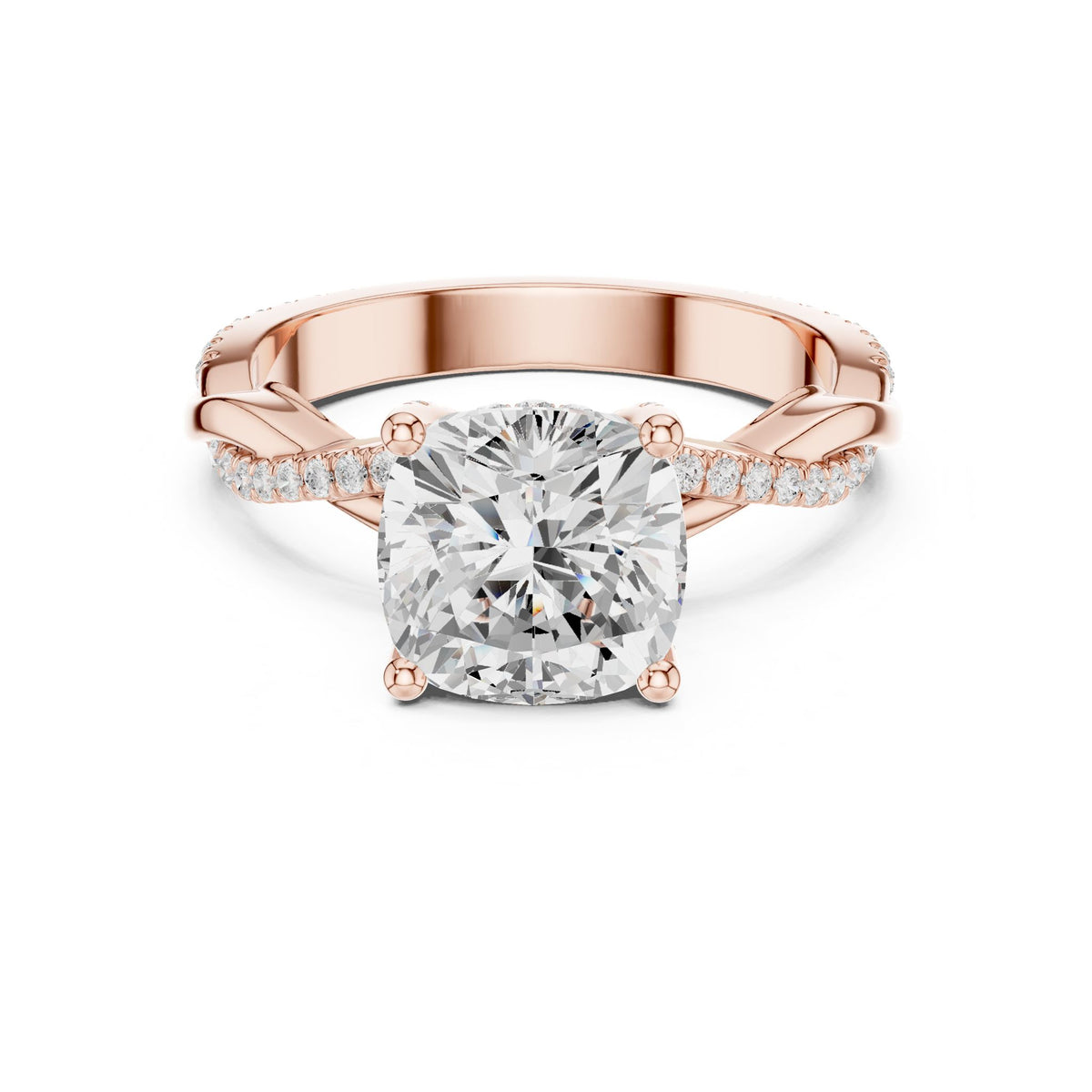 Cushion Hidden Halo Lab Grown Diamond Engagement Ring