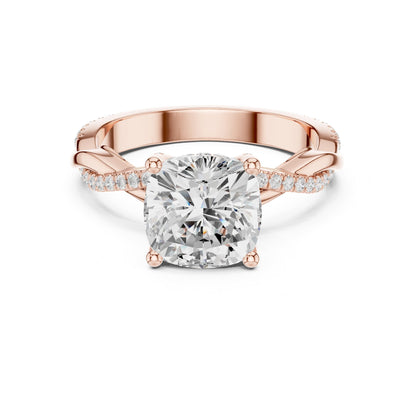 Cushion Hidden Halo Lab Grown Diamond Engagement Ring