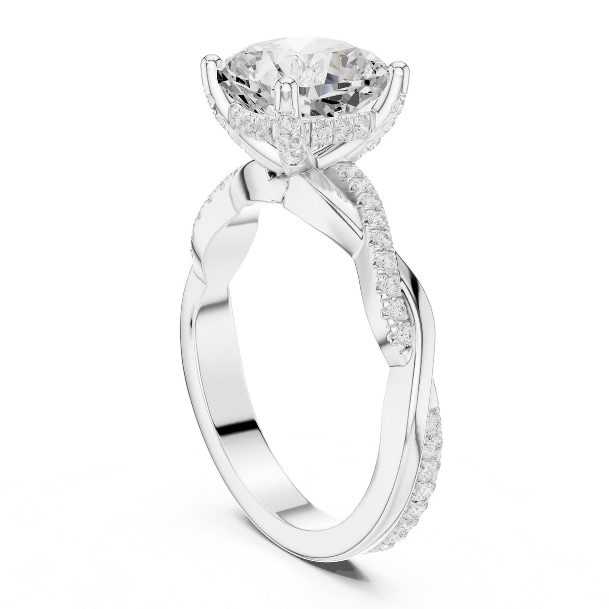 Cushion Hidden Halo Lab Grown Diamond Engagement Ring