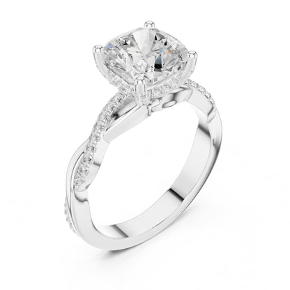 Cushion Hidden Halo Lab Grown Diamond Engagement Ring