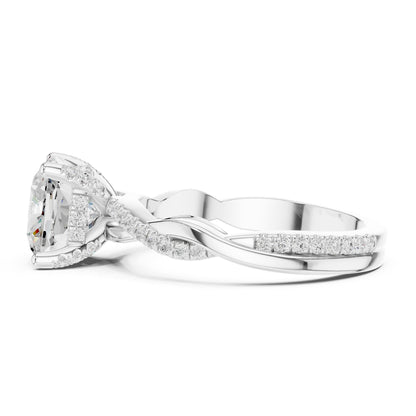 Cushion Hidden Halo Lab Grown Diamond Engagement Ring